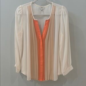 Joie Cream and Pink Pleated Blouse